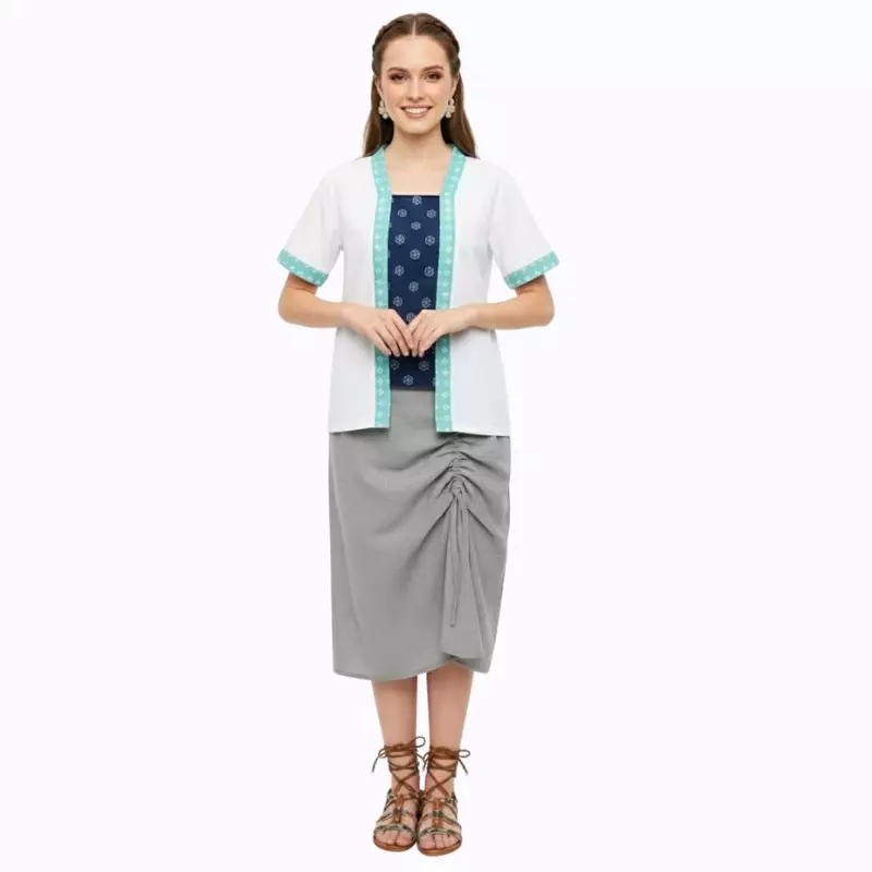 Blouse Batik Wanita - Bhatara Batik Layla - Atasan Batik Modern Lengan Pendek