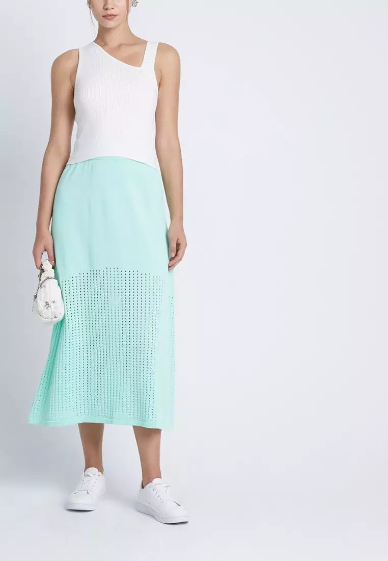 Pointelle A-Line Knitted Skirt