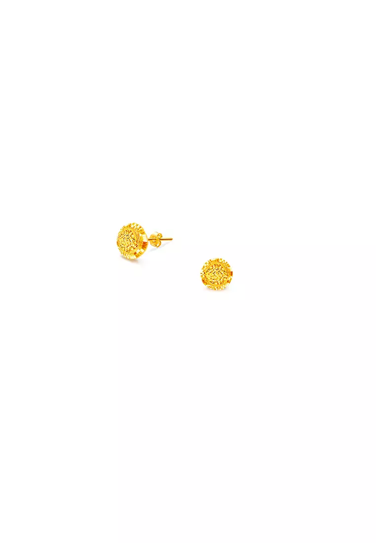916/22K Gold Sphere Earrings S104 (S Size)