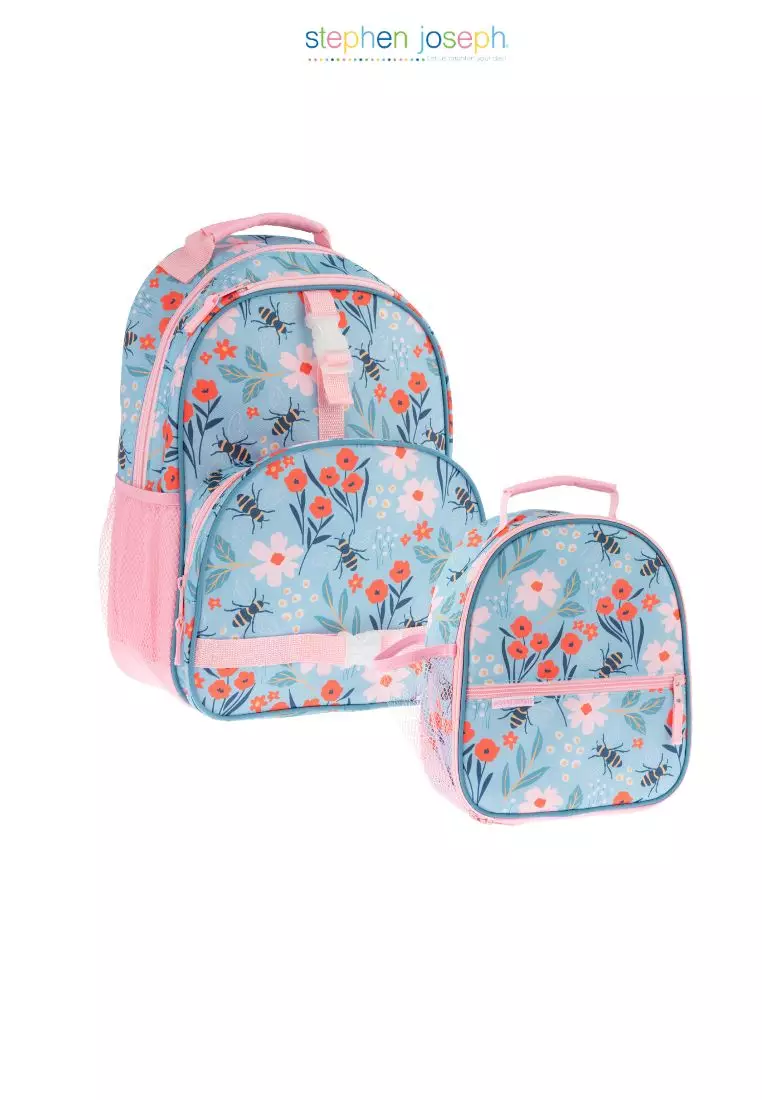 Stephen Joseph All Over Print Backpack with Lunch Bag for Kids Bee