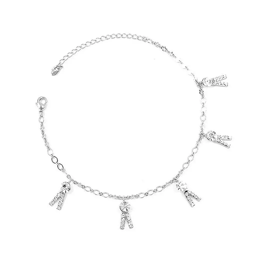 Fancy Trousers Anklet with Silver Austrian Element Crystals