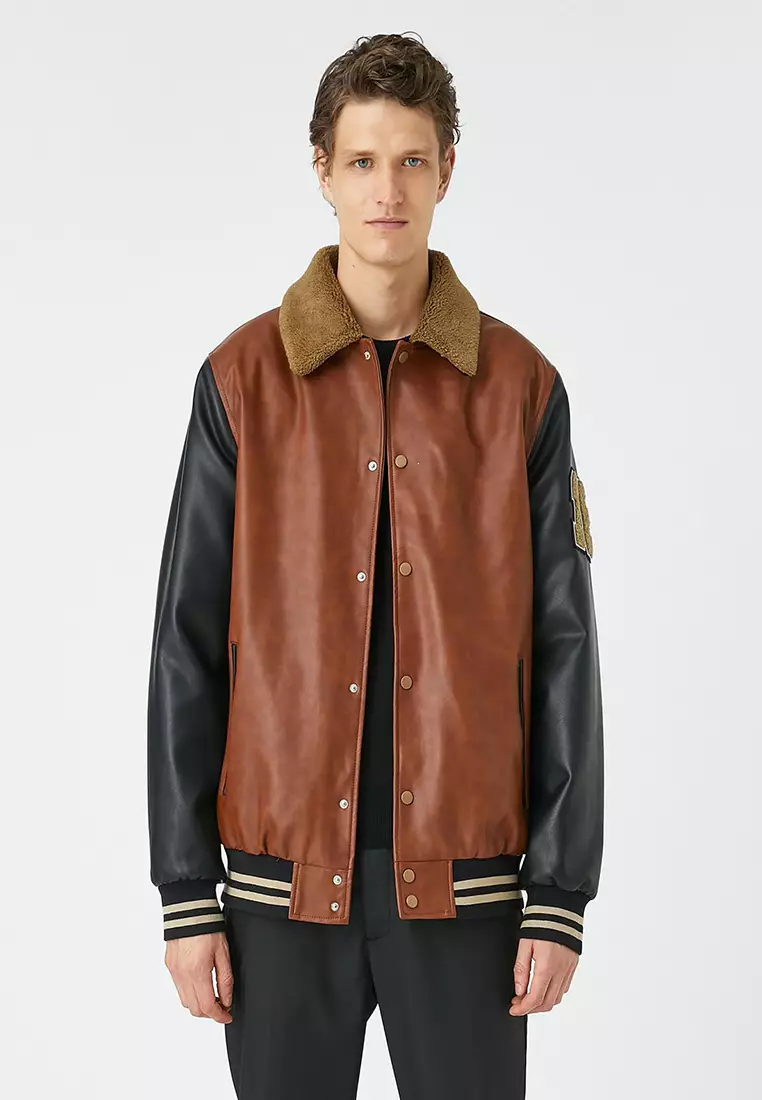Leather-Look Collegiate Jacket