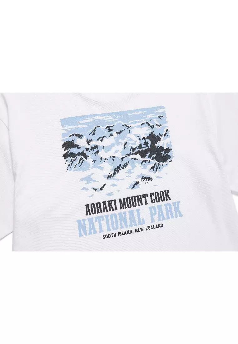 男女同款國家公園圖案半寬鬆短袖T恤