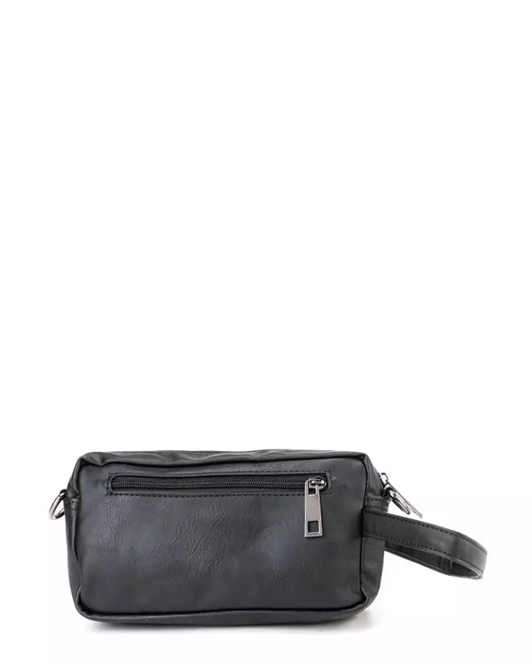 Distressed Leather Flight Crossbody Pouch