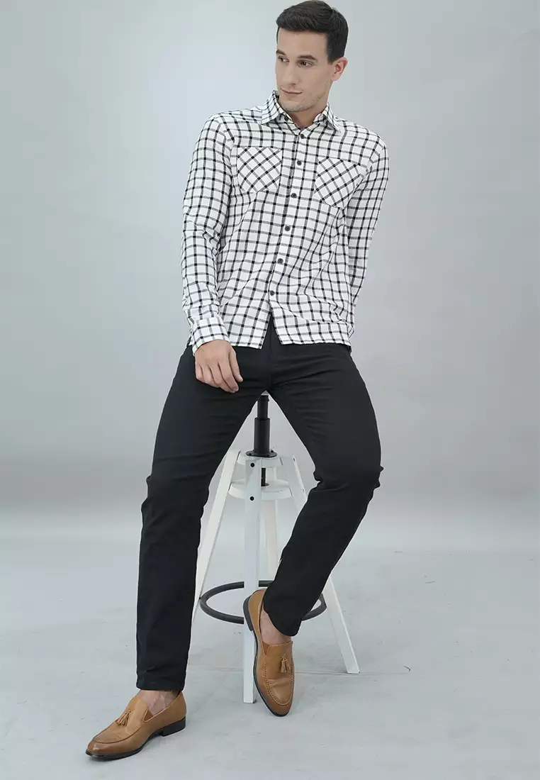 LGS - Macario Shirt - Kemeja Casual Pria - Lengan Panjang - Motif Kotak-Kotak - Reguler Fit Kain Katun