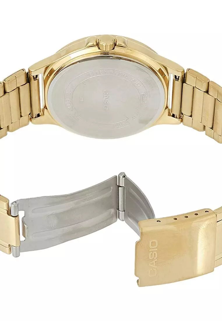 Men Analog Watch MTP-V300G-7A Gold Stainless Steel Strap