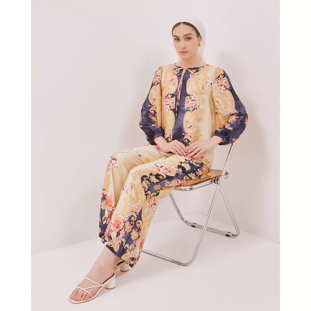 Urban Exchange Tunik Samara Blue - Atasan Wanita Lebaran Motif Prints