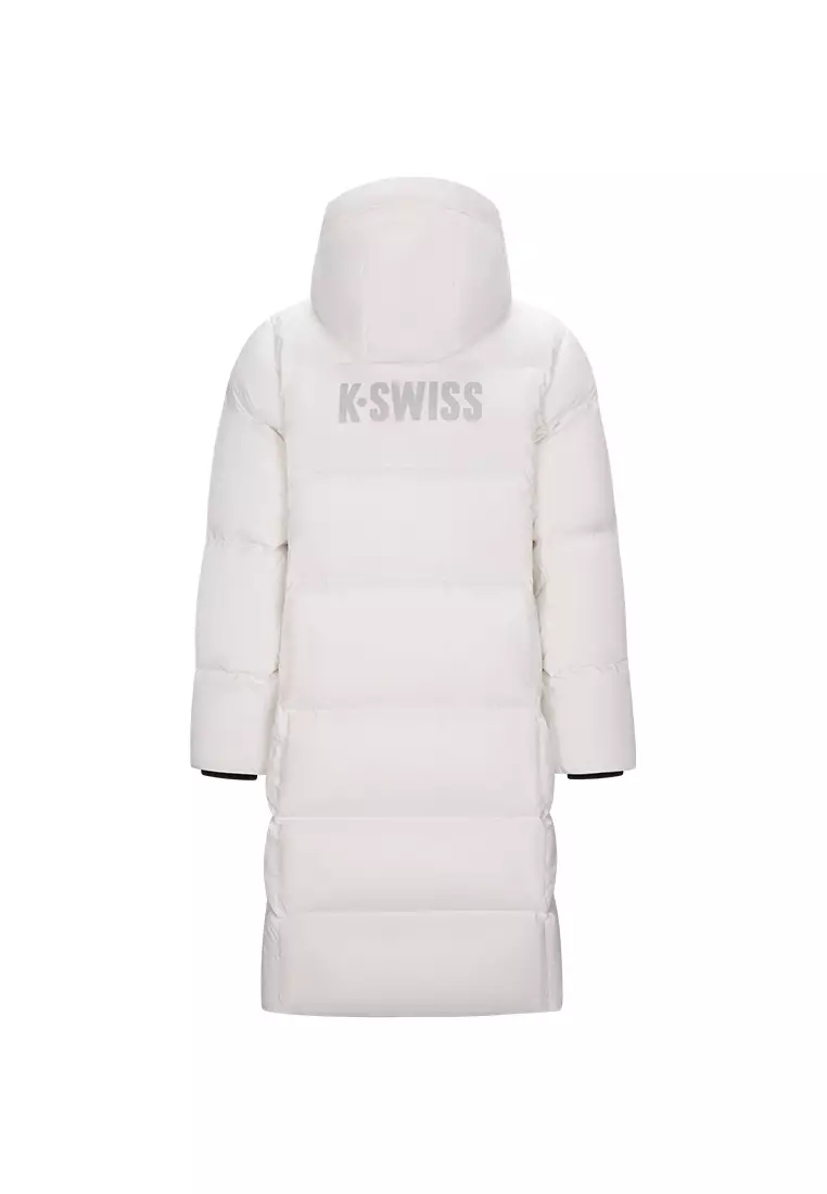 女裝 K-SWISS LOGO 防風長版鵝絨羽絨外套