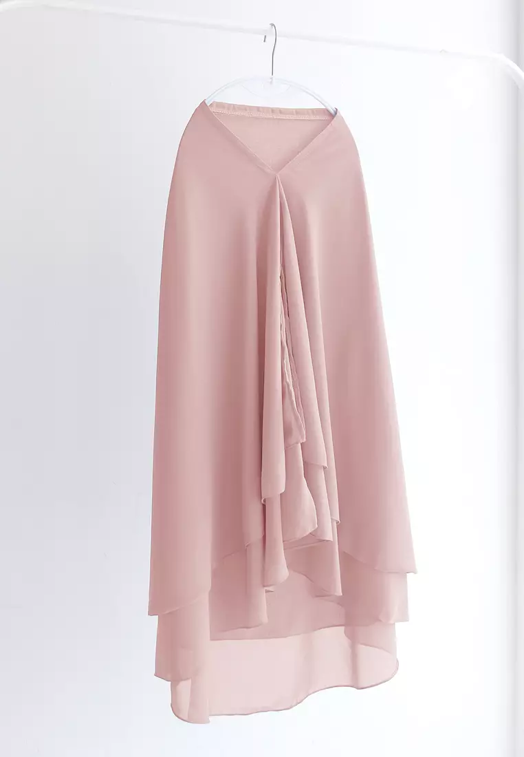 Anya Instan | Hijab Instan Resleting | Bergo Khimar Kerudung 2 Layer  - Pressed Rose