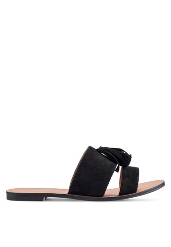 Jual ZALORA Double Strap Sliders With Tassels Original 