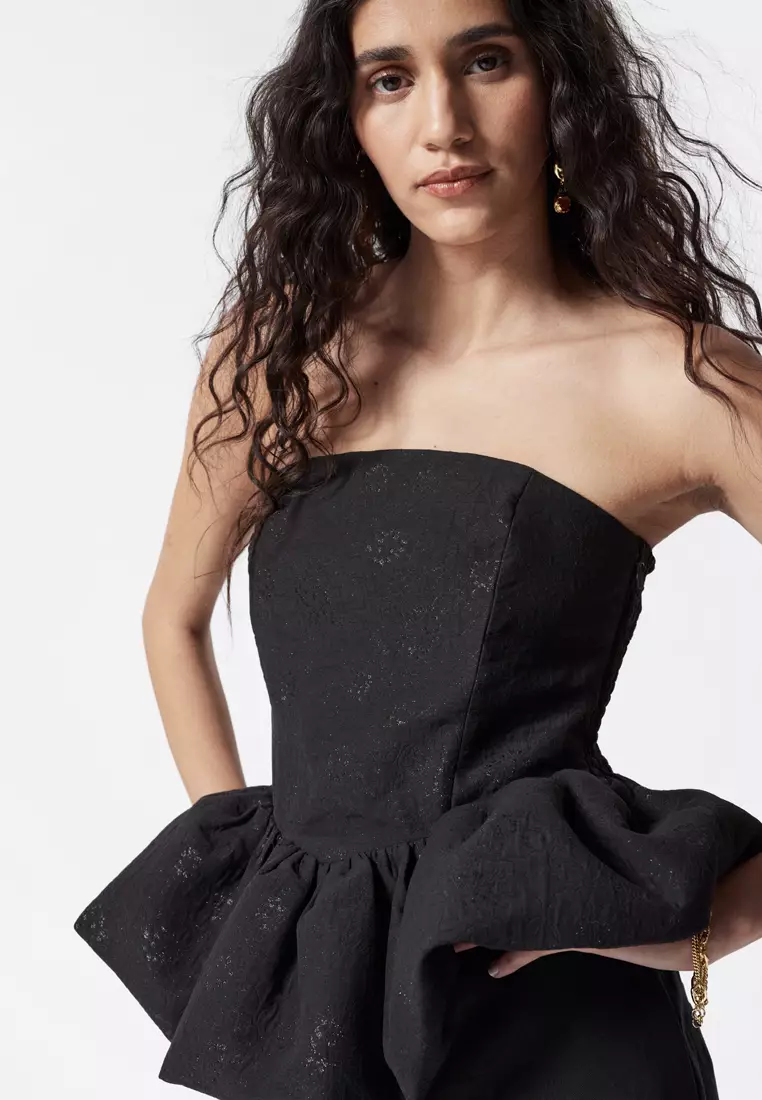 Bandeau Peplum Jacquard Top