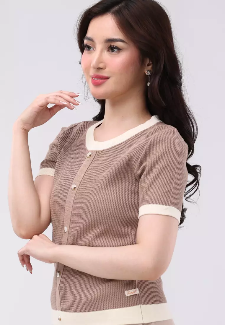 Knitted Short Sleeves Top