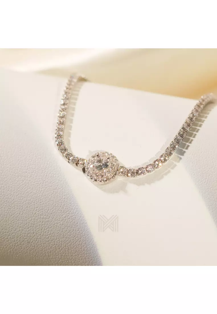 Made For The Night Round Shape Cubic Zirconia Silver Bracelet with 925 Sterling Silver