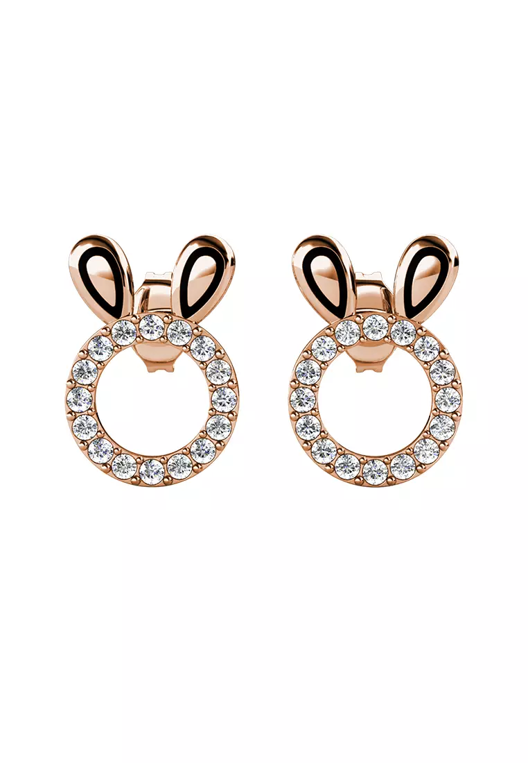 Her Jewellery Bunny Earrings (Rose Gold) - Luxury Crystal Embellishments plated with 18K Gold