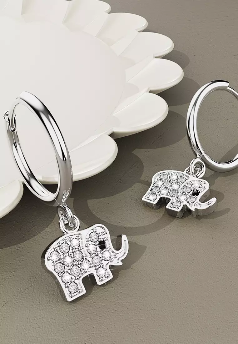 Solid 925 Sterling Silver Elly Zircon Huggie Earrings Silver