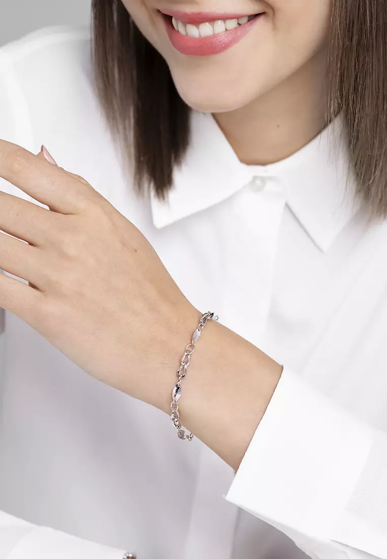 LAZO DIAMOND Twisted Star-cut Link Bracelet in 9k White gold