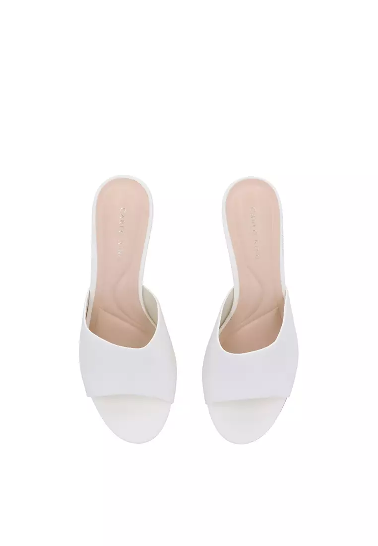 White CR Mirel Textured Block Heels