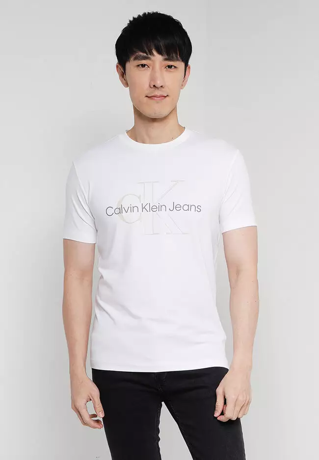 Calvin klein jeans 3D Monogram Slim Short Sleeve T-Shirt White