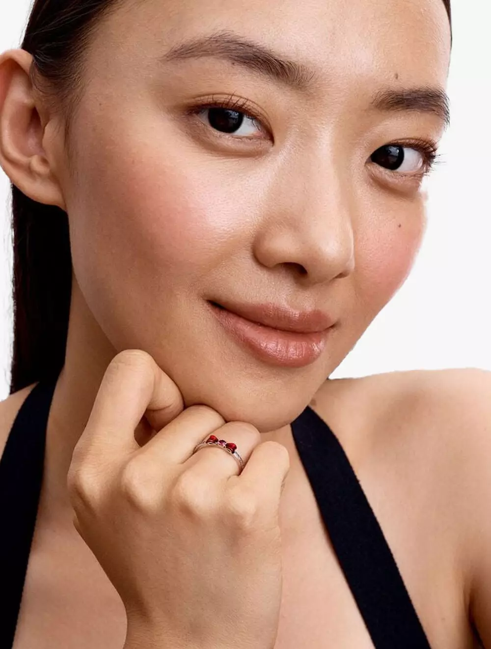 Disney Minnie bow sterling silver ring with red and clear cubic zirconia and red enamel