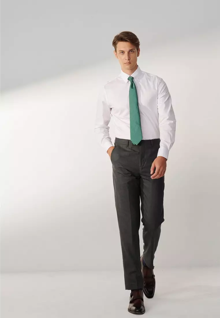 #米蘭系列 白色方格紋理標準版襯衫