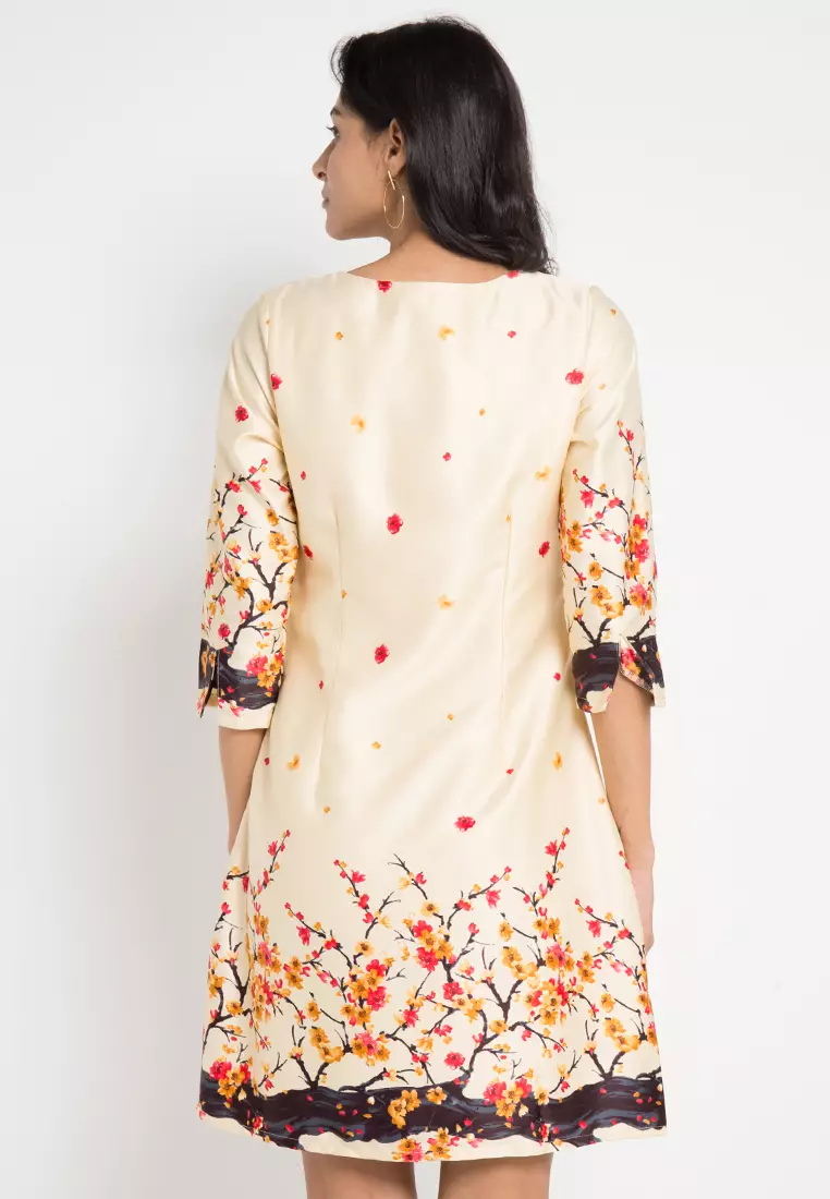 Anne Dress In Cream Floral Print