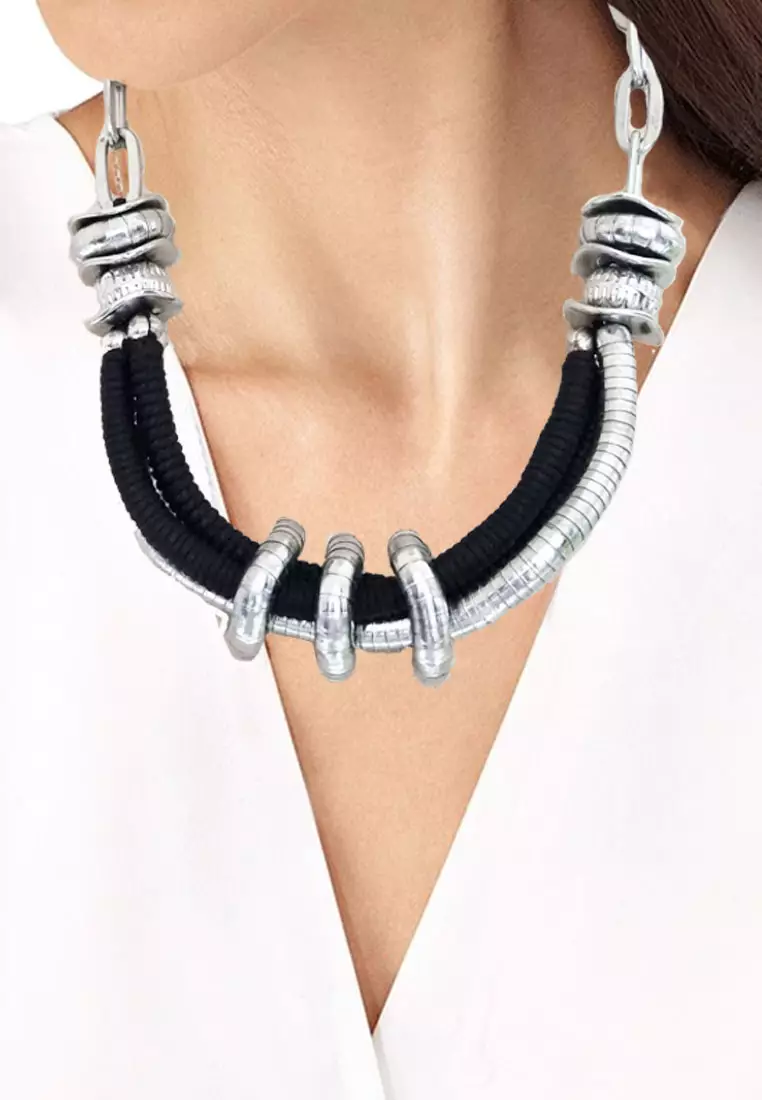 Women's Accessories Auroria Necklace Kalung Wanita Silver & Black