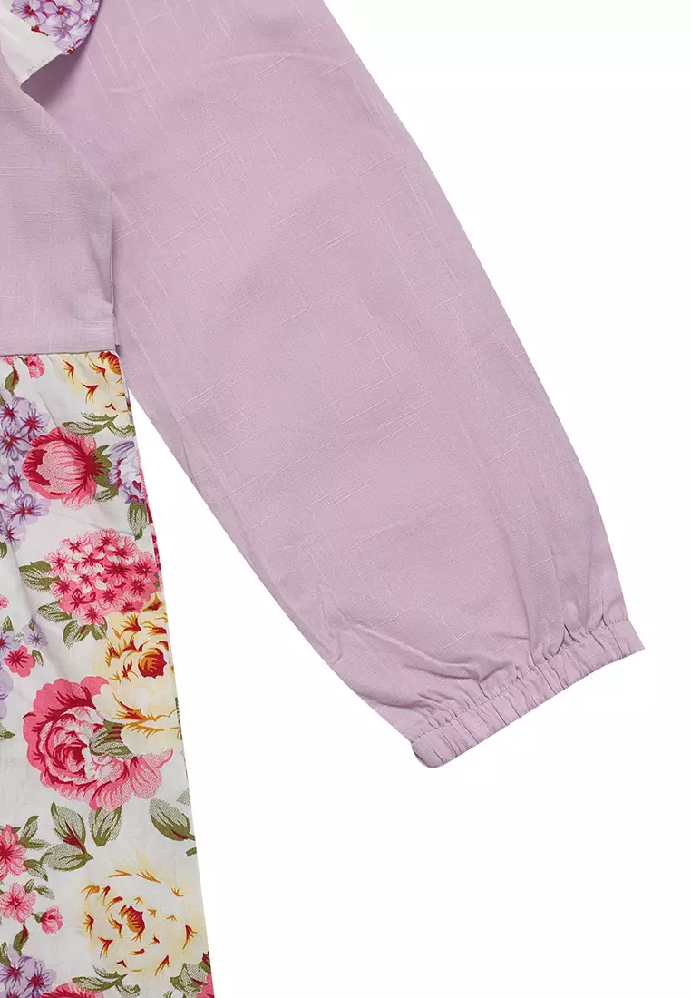 Baju Gamis Anak Perempuan Bunga 2 Pita Ungu - BLESS