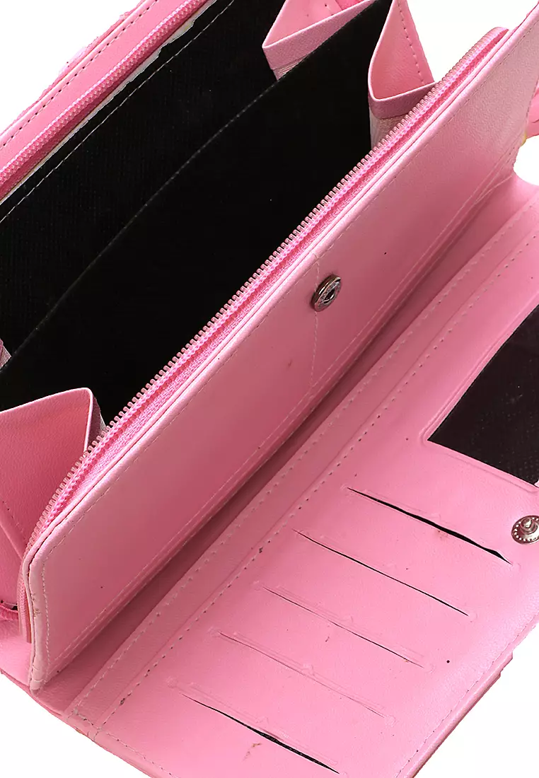 Dive Dompet Panjang Wanita Cat Ribbon Wallet Casual Many Slot Material Kulit Leather ORIGINAL - Pink