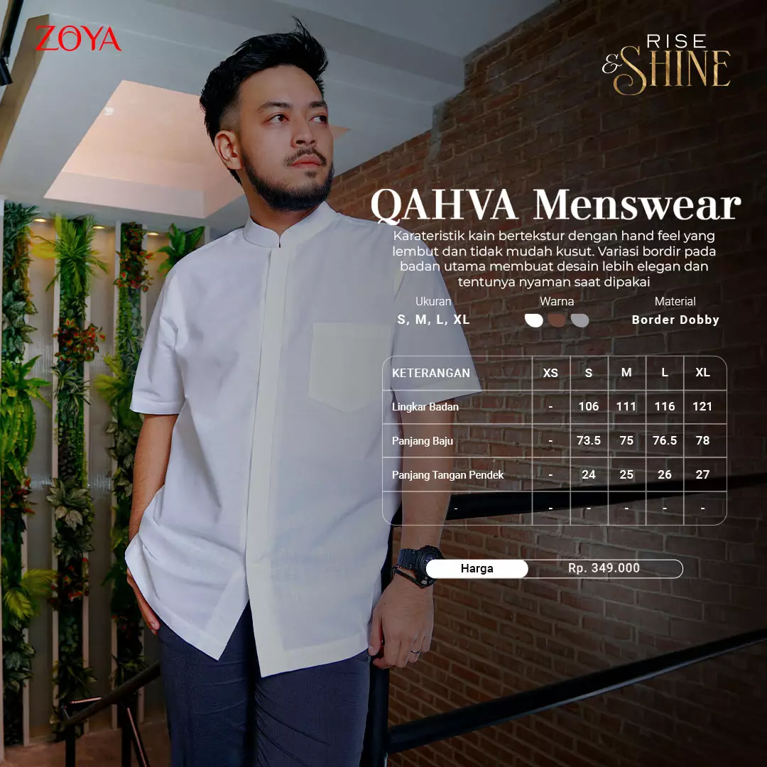 QAHVA Menswear Brown - Baju Koko Pria Lengan Pendek - Bahan Cotton Dobby