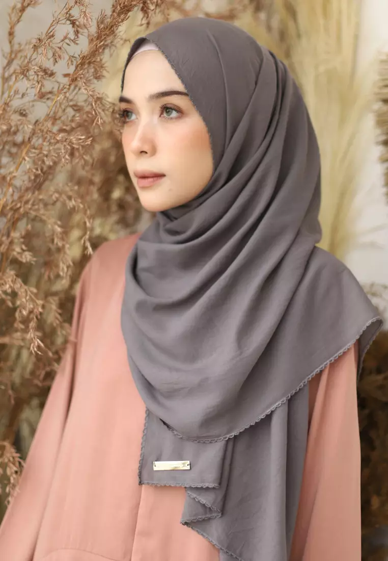 Embroidery Signature Shawl Dark Grey