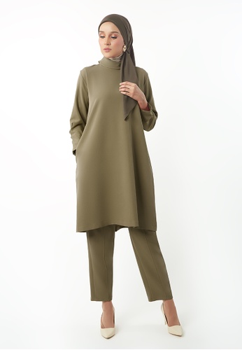 Evelyn Tunic Suit Olive Green From Inhanna In Green Baju Kurung Moden Baju Kurung Moden