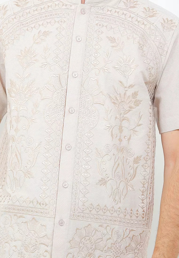 Raw Silk Short Sleeve Baju Koko