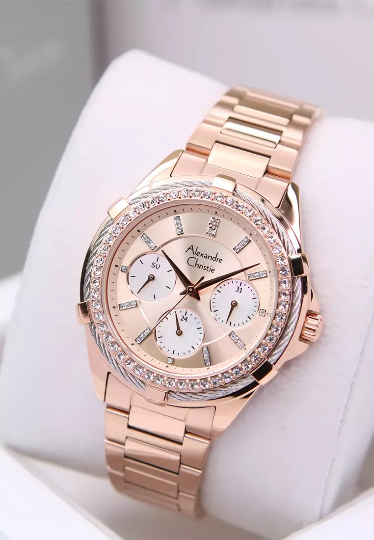 Alexandre Christie 2B09 BFBRGLN - Jam Tangan Analog Wanita - Rosegold - Stainless Steel