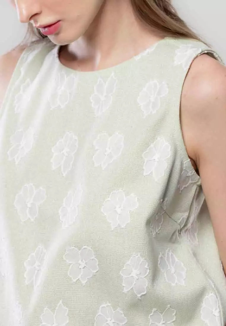 Elysia Rue Floral Embroidered Sleeveless Top