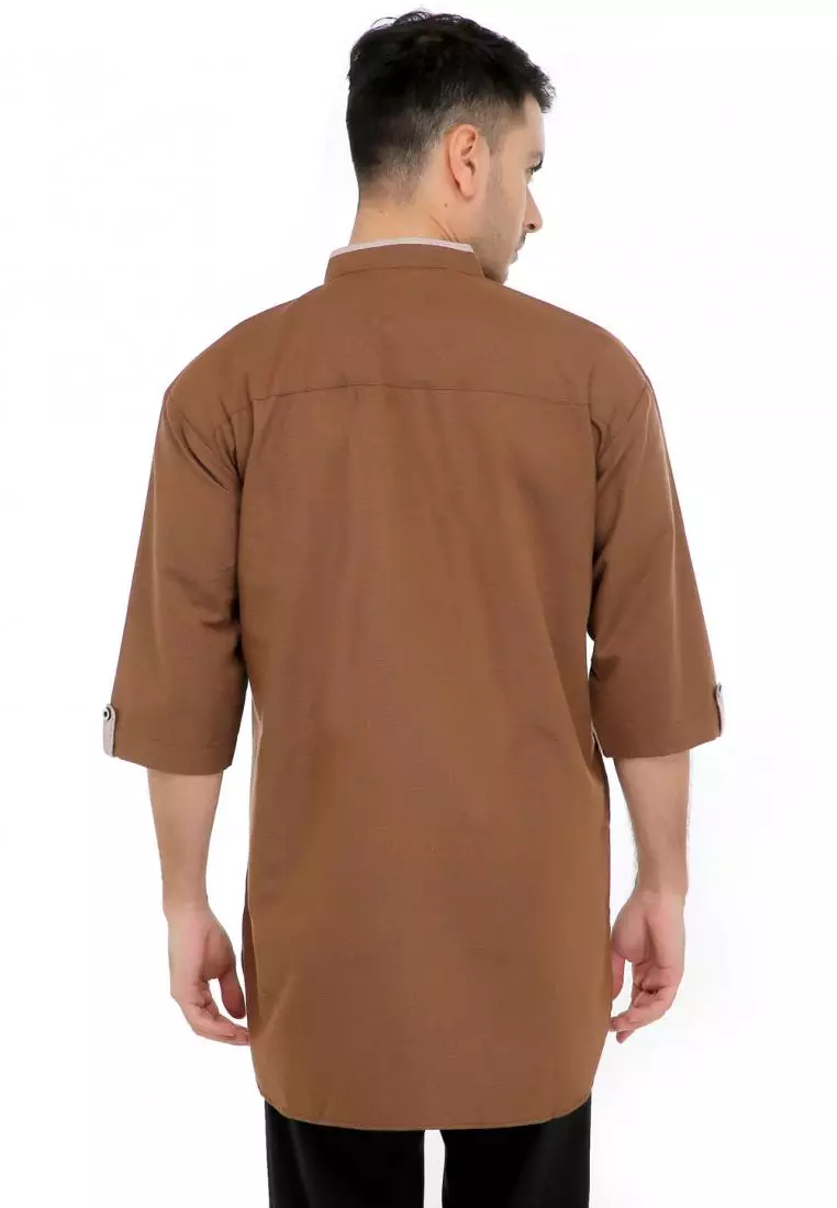 Baju Koko Gamis Muslim Pria Arfan - Coklat