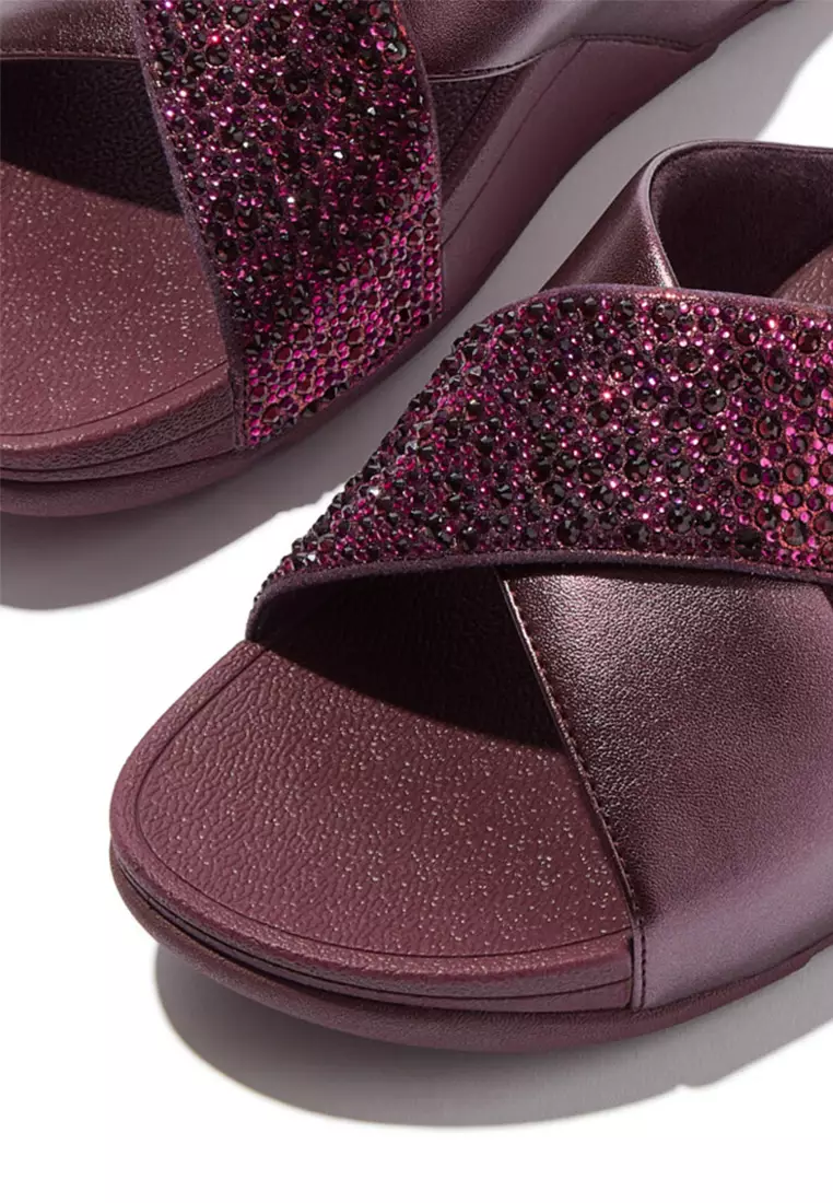 Lulu Crystal-mix Metallic Cross Slides