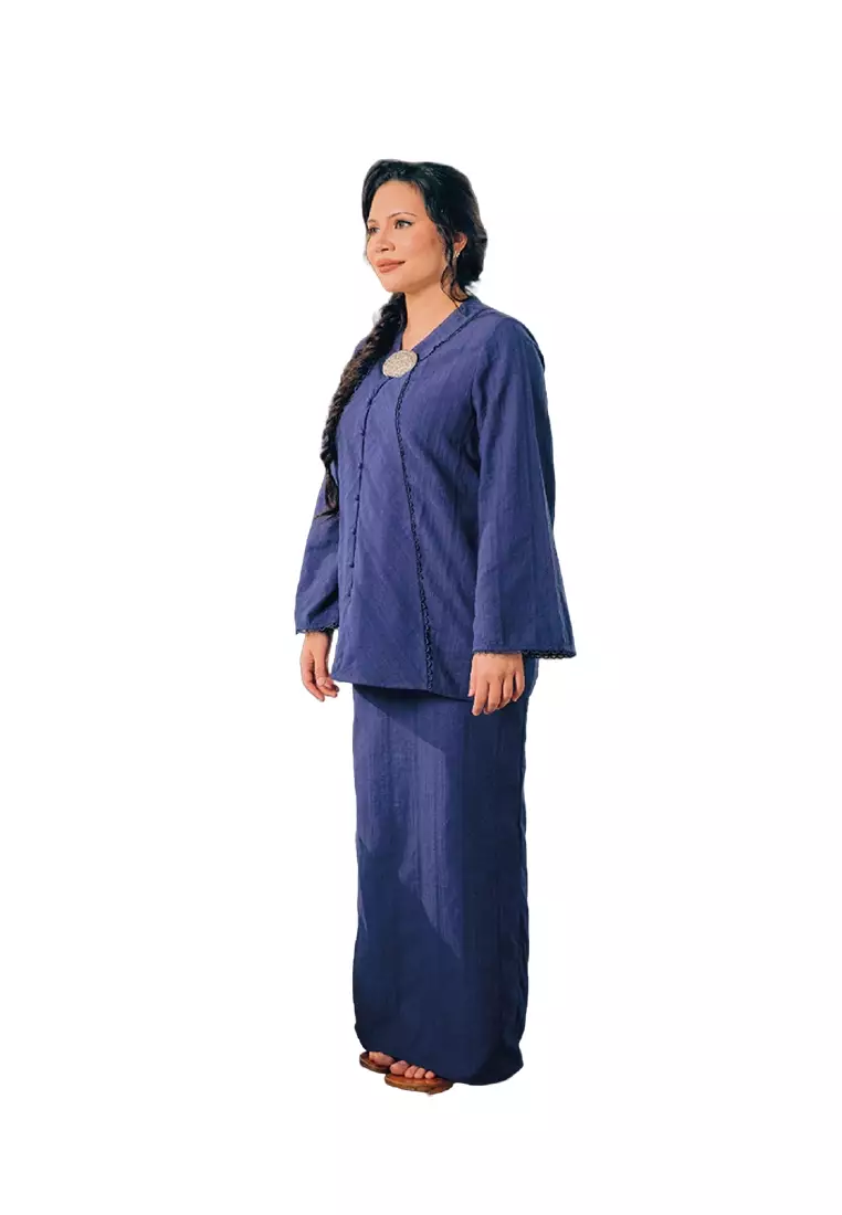 UMMA Seroja Loose Modern Kebaya in Navy Blue
