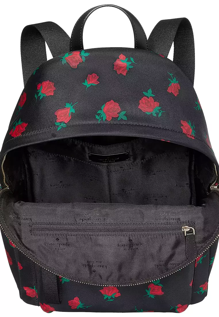 Black backpack with discount roses