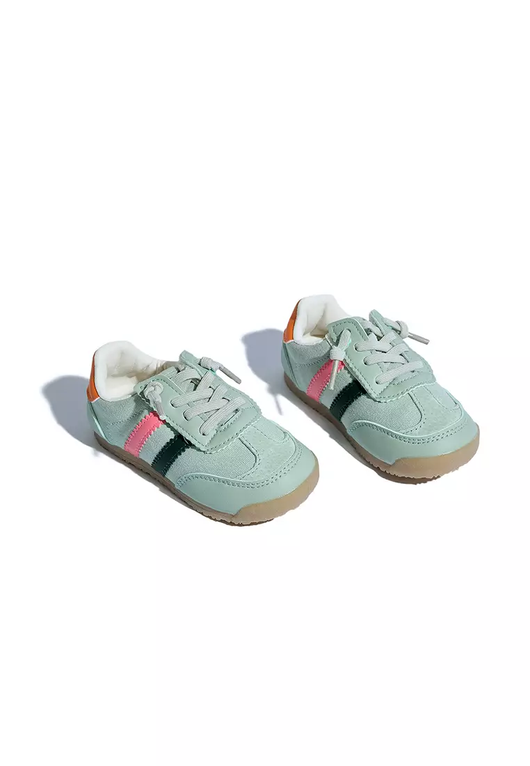 Discount on Gingersnaps  shoes - SKU: Mackenzie Striped Canvas And Faux Leather Sneakers