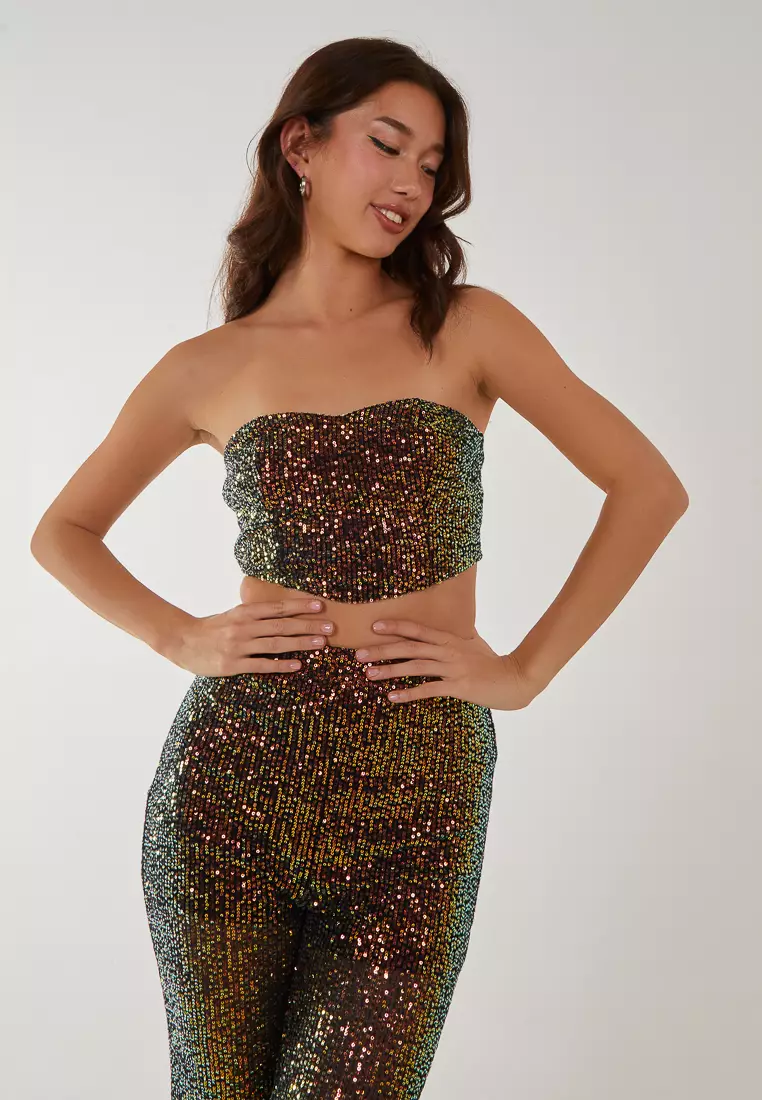 Pink Vanilla Multi Sequin Corset Top