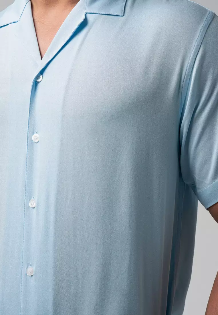Cuban Viscose Soft Blue Casual Shirt