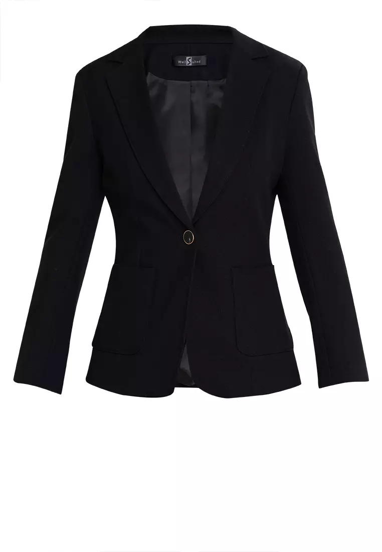 Split Cuff Textured Suit Blazer