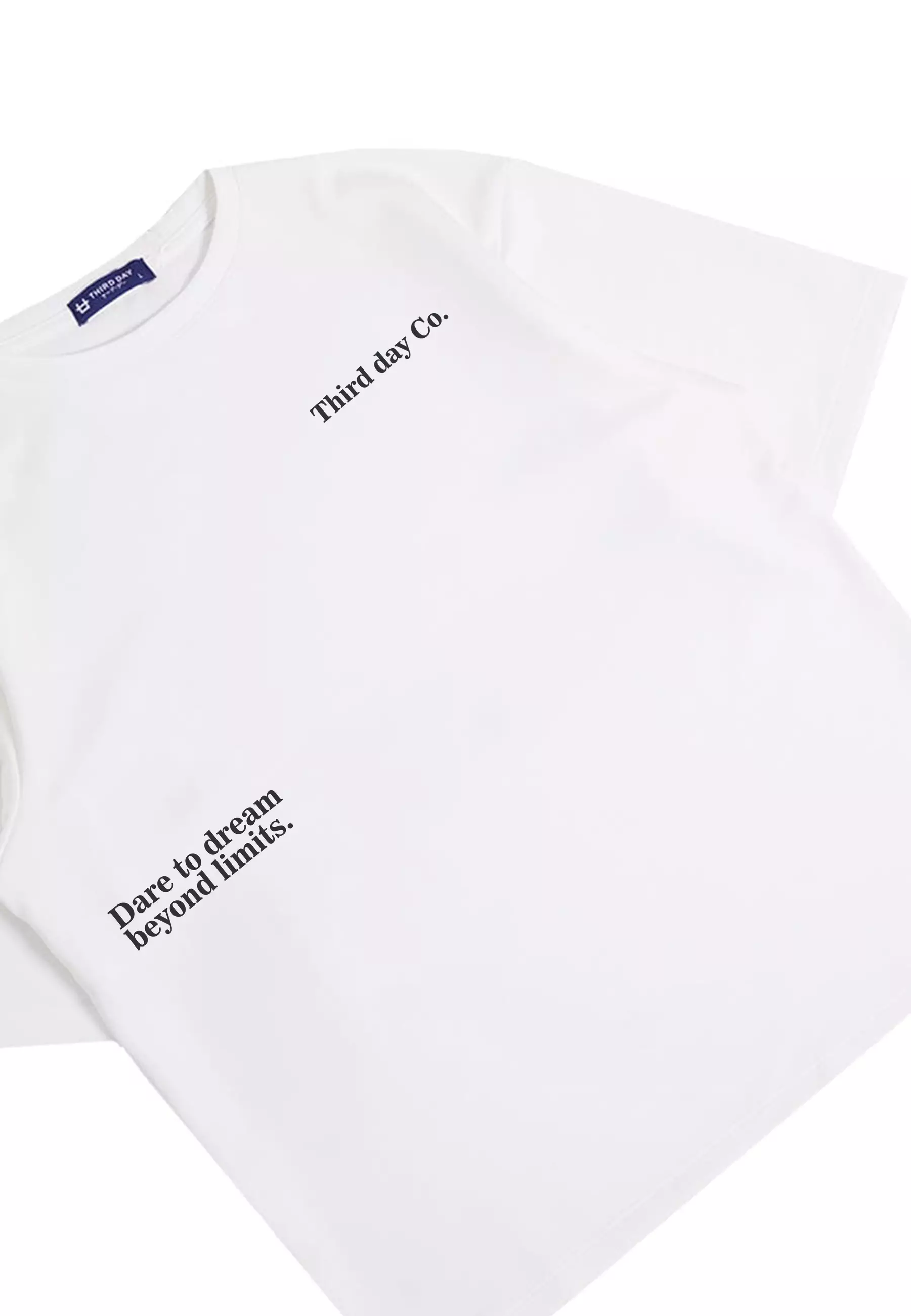 MTQ56 kaos oversize bahan tebal scuba pria distro aesthetic tulisan simpel dare to dream putih