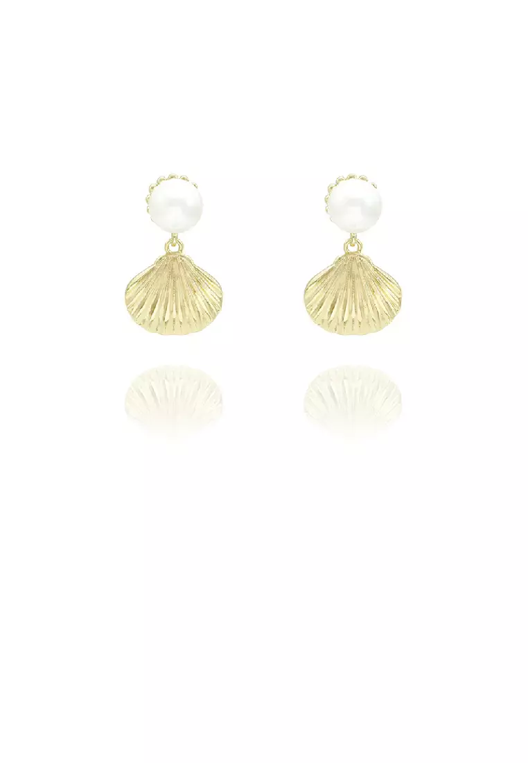 Buy Glamorousky Simple Fashion Plated Gold Shell Stud Earrings