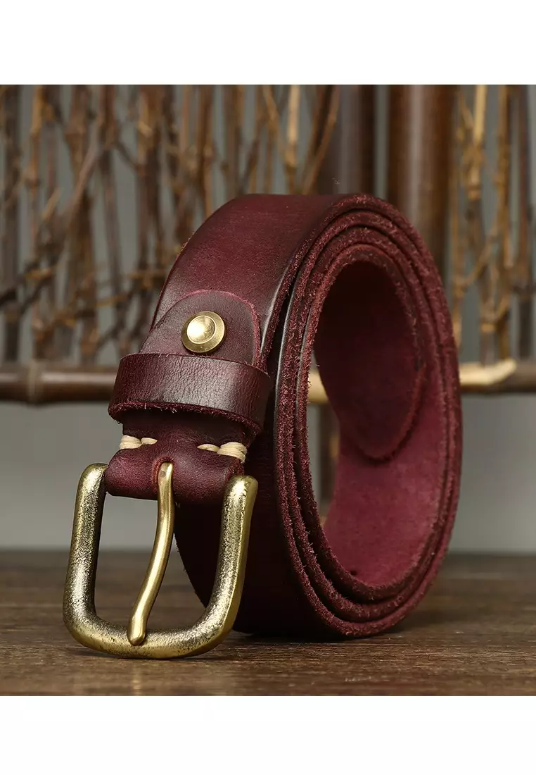 Buy XAFITI Men s Genuine Leather Pin Buckle Handmade Belt 2024