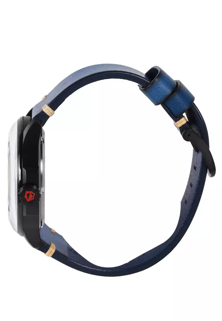 Expedition - Jam Tangan Pria - Black - Blue Leather Strap - 6789MDLIPBUBU