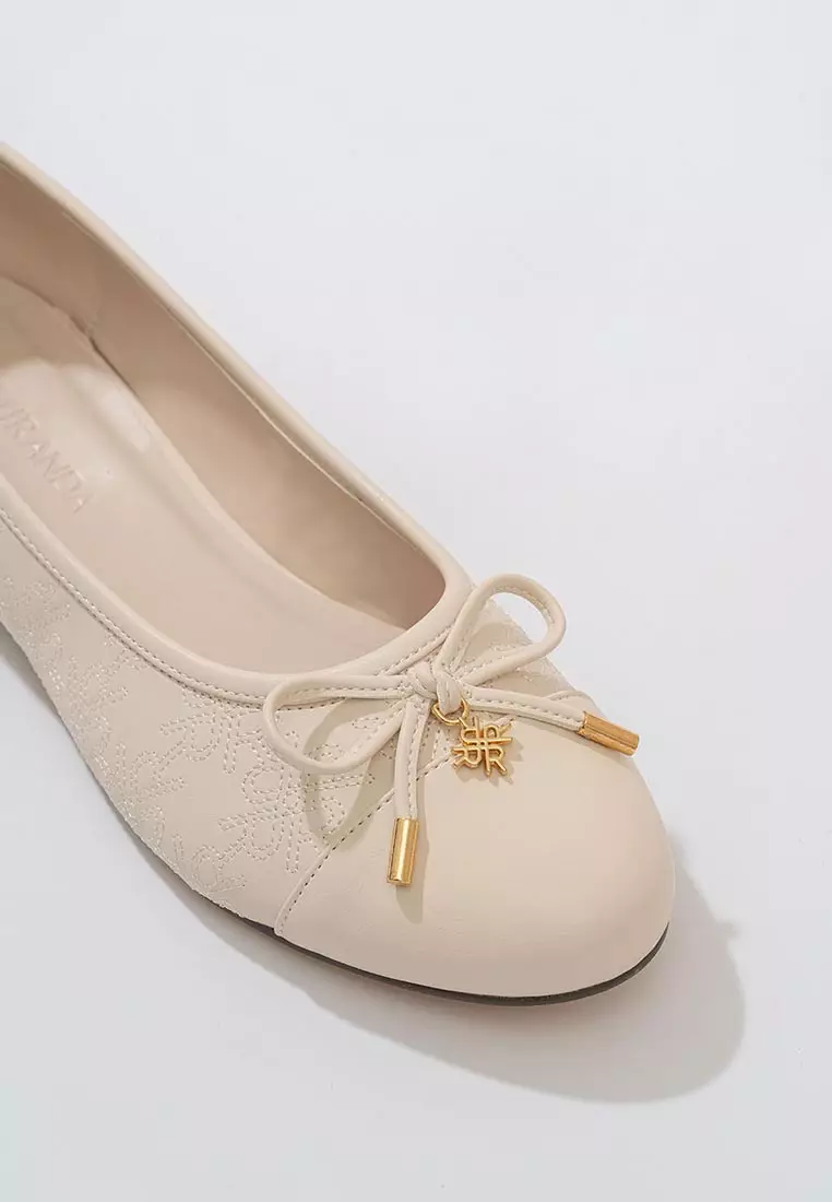 Ria Miranda Oat  Miranda Quilted Flatshoes