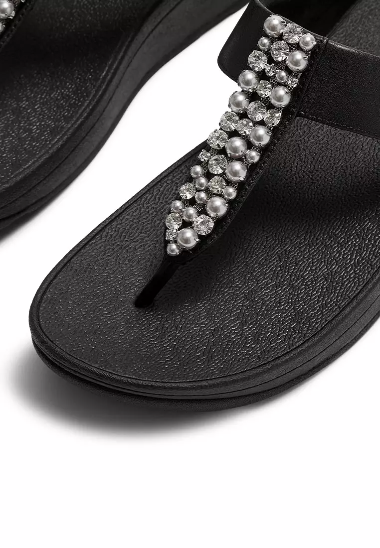Fino Pearls-And-Crystal Toe-Post Sandals