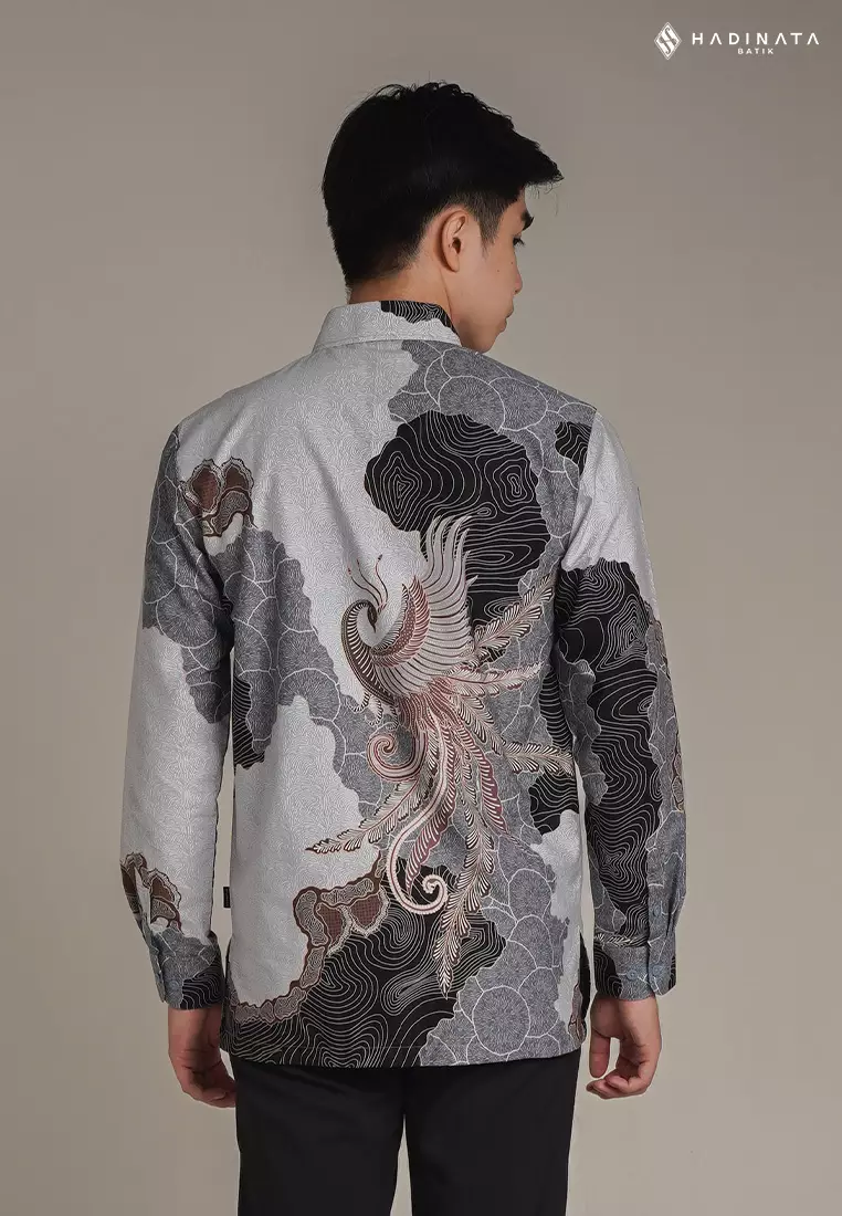 Hadinata Batik Premium Kemeja Batik Pria Lengan Panjang Superfine Furing Dharsana Grey