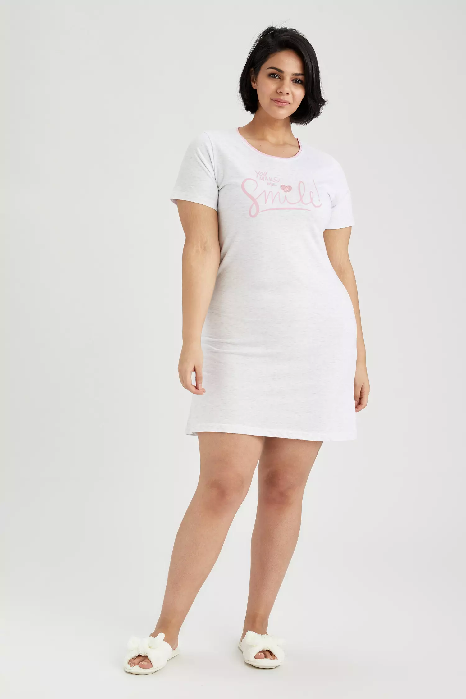 Buy DeFacto Hearth Patterned Cotton Nightdress And Dressing Gown